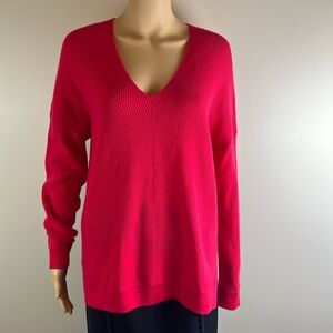 Vince Pink Cashmere Ribbed V-Neck Sweater